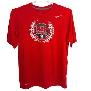 Nike T-Shirt Mens M Red Dri-Fit NSA Premier Soccer Graphic Vintage